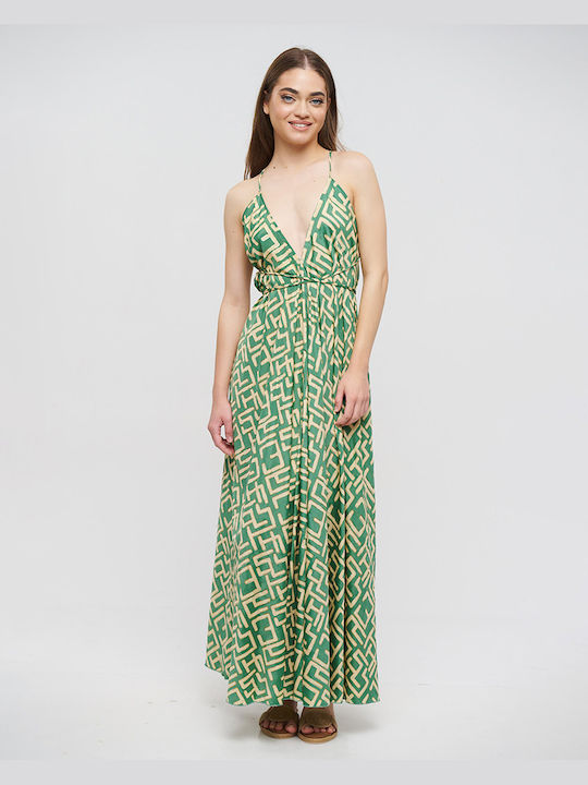 Ble Resort Collection Maxi Рокля с Волани Зелен