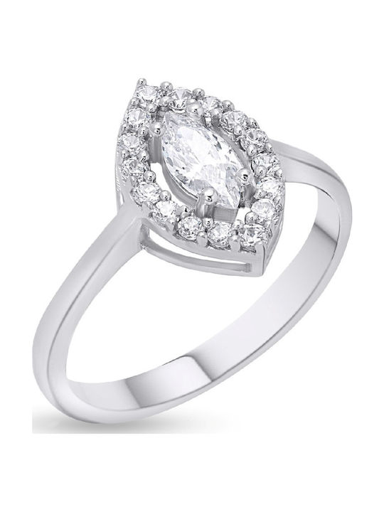 Ring Facad'oro White Gold K14 Zircon Ri-000818