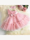 Children's Dress Short Sleeve Tulle Soft Pink