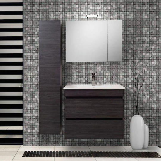 Mabo Katarina 60 Waschtisch mit Waschbecken mit Licht Glanzlack Melamine