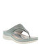 Leather Women's Flat Sandals in Gray Color