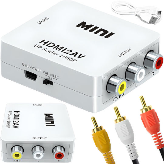 Retoo Av Adapter Hdmi To Rca Cinch Converter 1080p Usb Cable