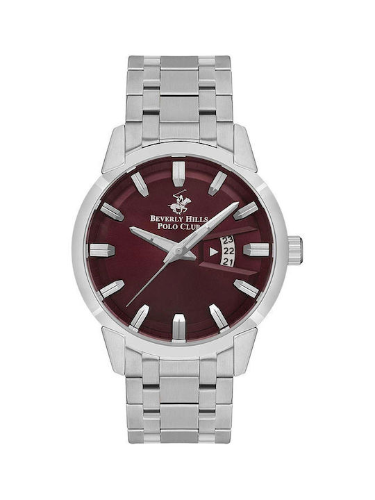 Beverly Hills Polo Club Watch Battery with Silver Metal Bracelet