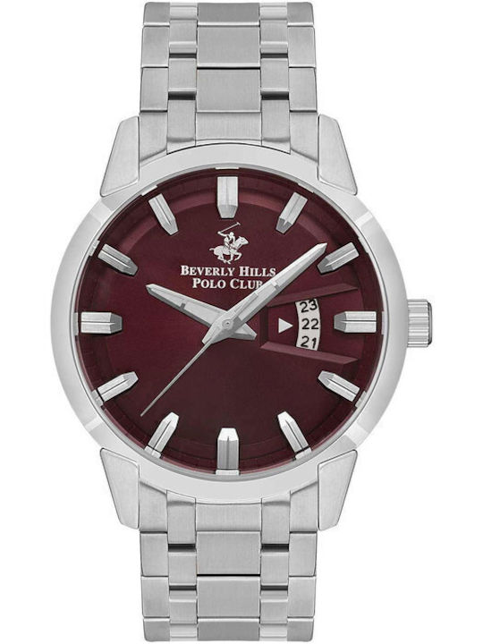 Beverly Hills Polo Club Men's Watch Battery with Silver Metal Bracelet