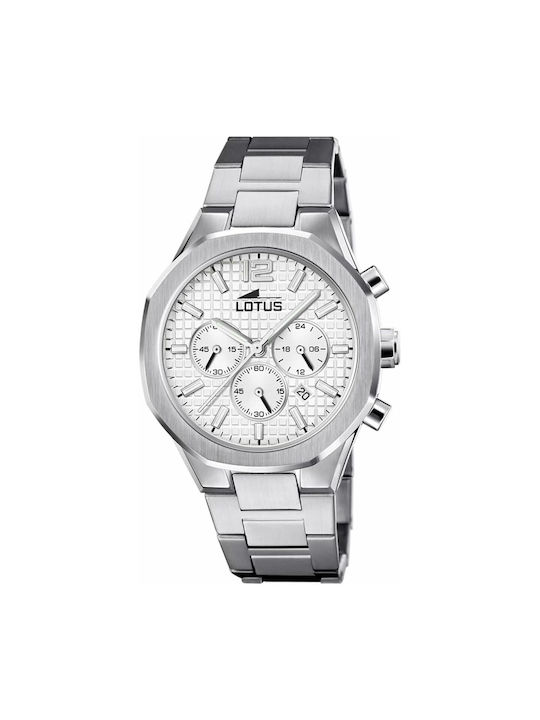 Lotus Watches Watch Chronograph Battery with Silver Metal Bracelet