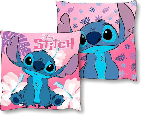 Disney Детска Декоративна Възглавница Stitch Розова 38x38см