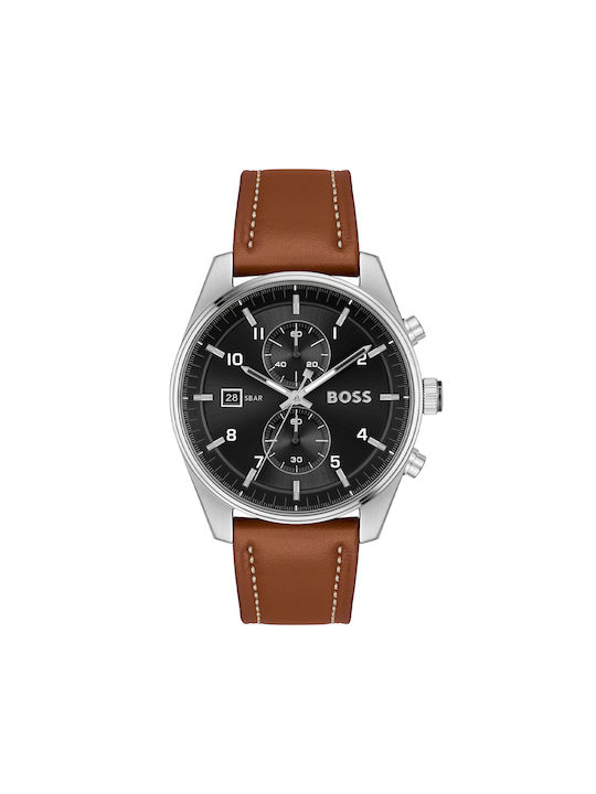 Hugo Boss Watch Battery with Brown Leather Strap