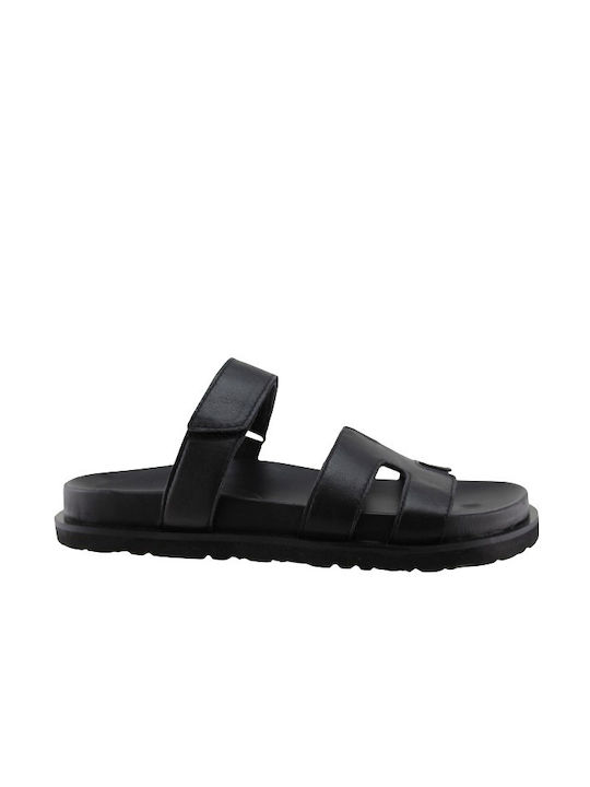 Catwalk Leather Women's Flat Sandals in Black Color