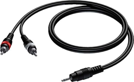 Procab Cablu De Sunet Jack 3,5 Mm Male - 2x Rca De Sex Masculin Negru 1,5m Cab711/10