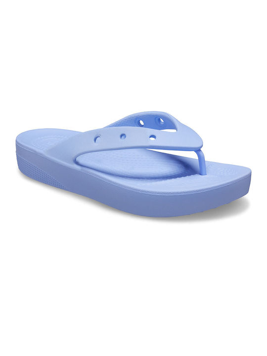 Crocs Classic Σαγιονάρες με Πλατφόρμα σε Γαλάζιο Χρώμα