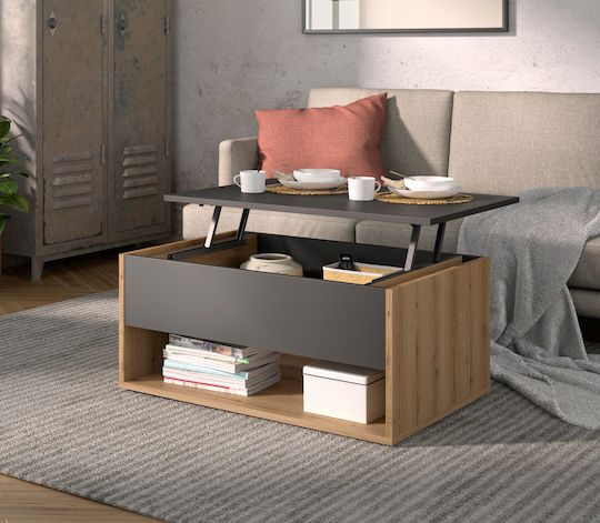Central Coffee Table Urban with Lifting Mechanism Helvezia Oak / Anthracite