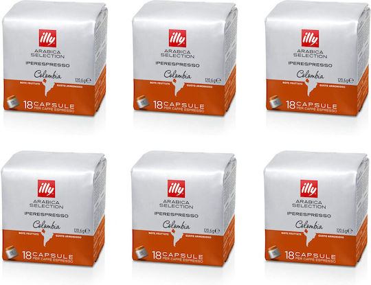 Illy Kapseln Espresso Iperespresso Colombia Kompatibel mit Maschine Iperespresso 108Mützen