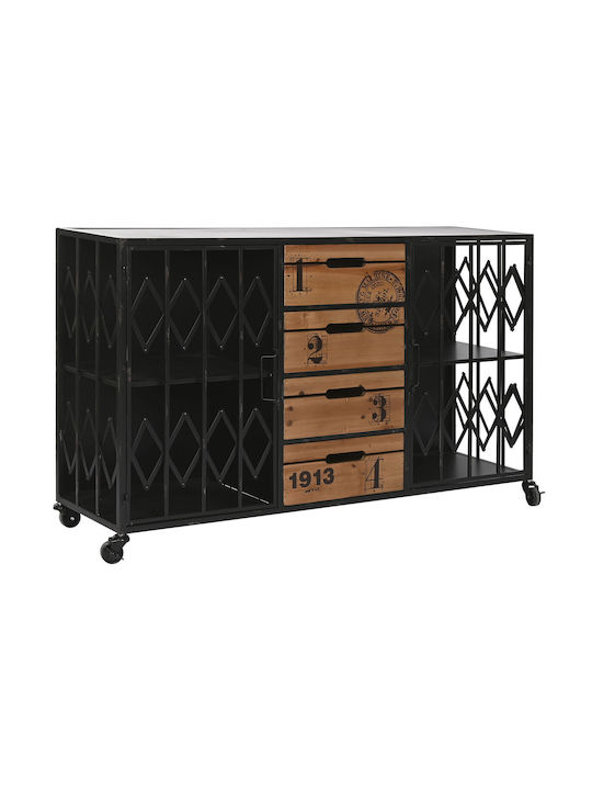 Sideboard made of Metal with Drawers S3056213 Brown Black 122.5x32.5x74cm