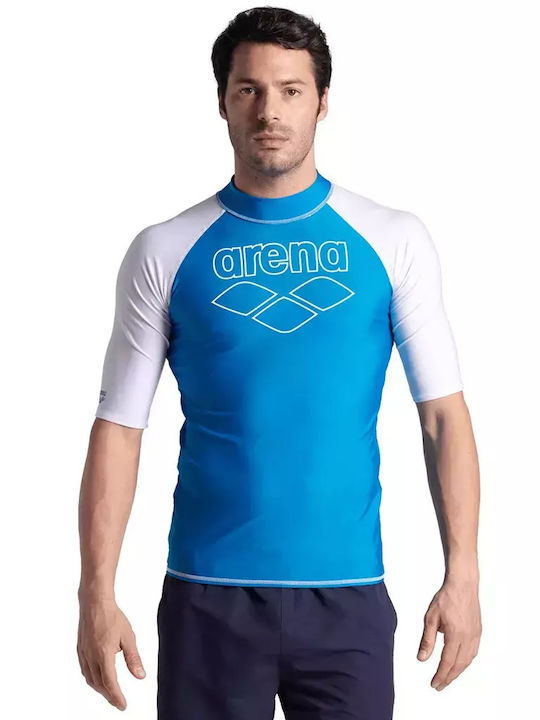 Arena Rash Vest Men's Short Sleeve Sun Protection Shirt Blue