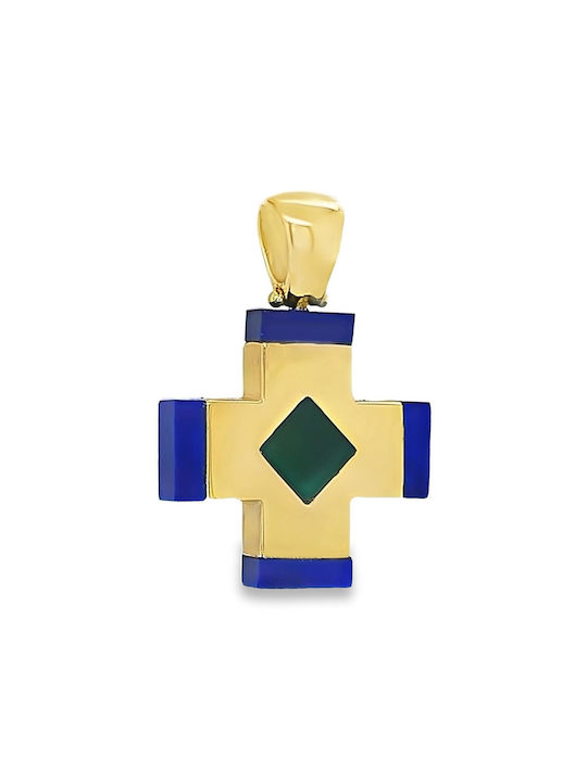 Gold Cross 18K Lapis Lazuli St10654