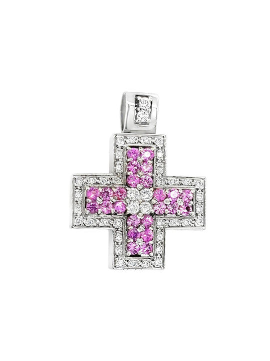 Cross White Gold K18 Sapphires Diamonds St10651