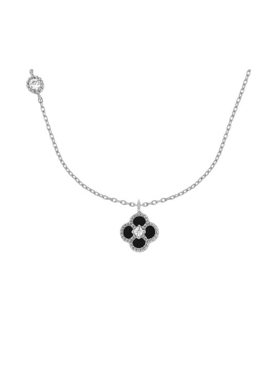 Women's Silver Necklace 925 Black Cross Kl21200342