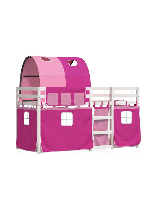 Pat pentru Copii Loft Bed Single Roz pentru Sal...