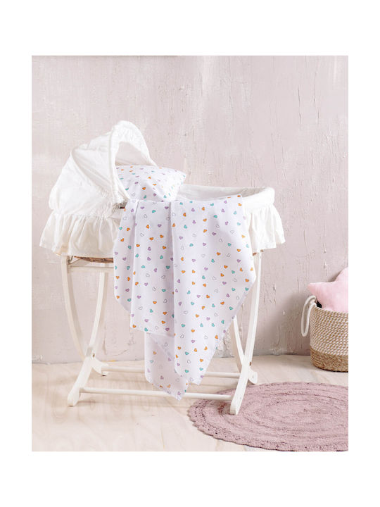 Rythmos Tiny Heart Baby Sheet Cradle Cotton Whi...