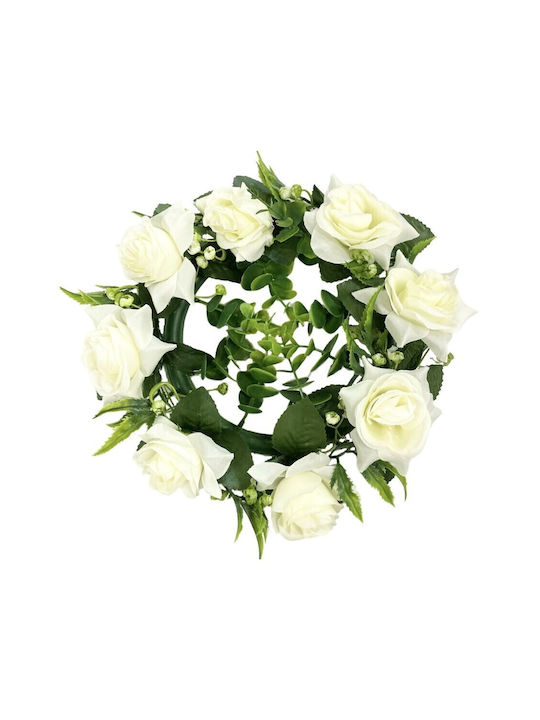 Kranz aus künstlichen Pflanzen Rose Weiß 28cm Lukia