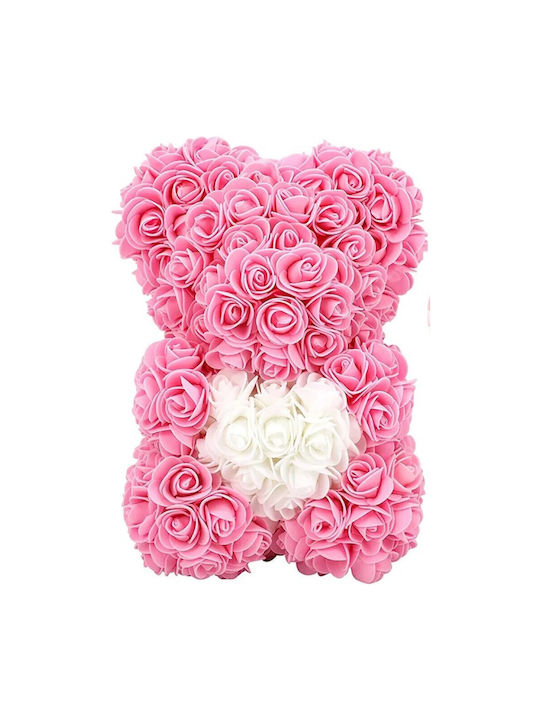 Teddybär aus künstlichen Rosen Rosa 25cm in Box...