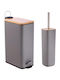 Sidirela Metallic Toilet Brush and Basket Set Soft Close 7lt Gray