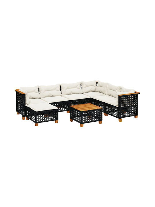 Set Outdoor Lounge Black with Pillows 8pcs