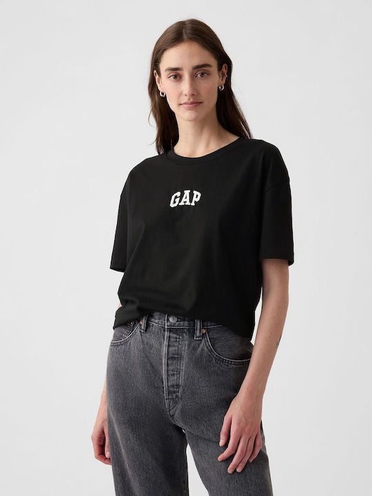 GAP Women's Blouse Cotton Short Sleeve Black