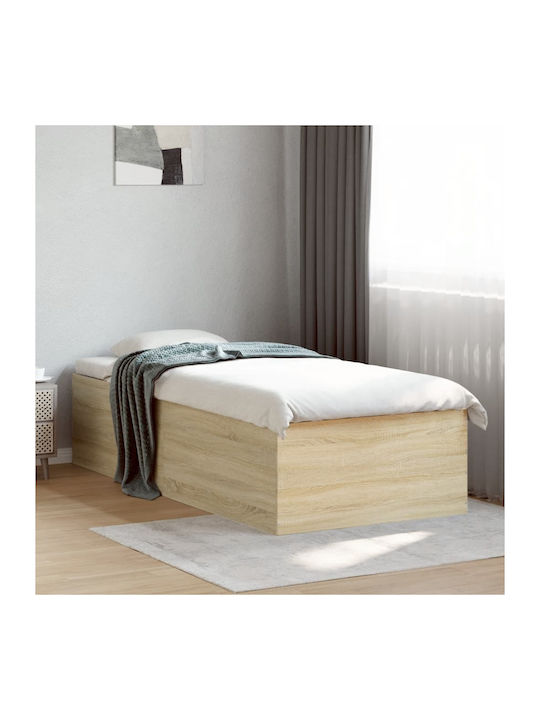 Wooden Single Bed Mattress Base Beige with Slat...