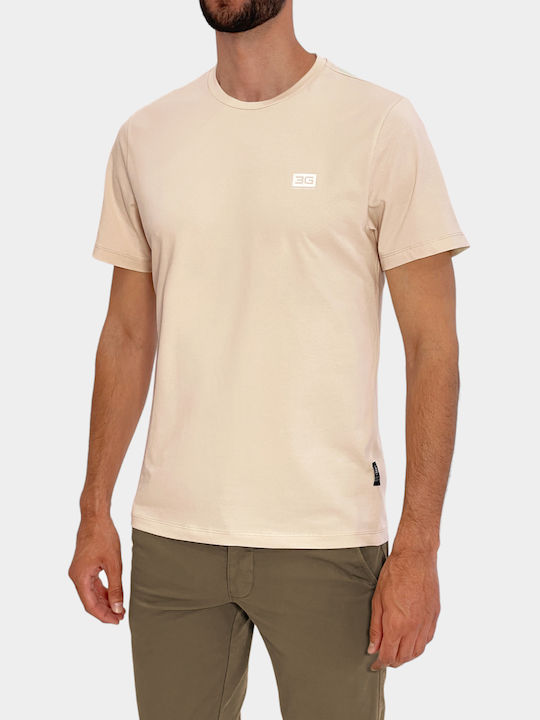 3Guys Men's Short Sleeve T-shirt Light Beige