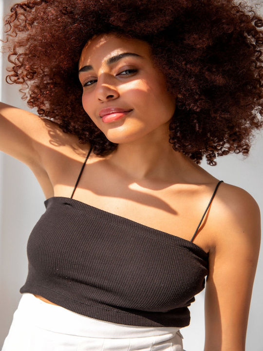 pentru Femei Crop Top din Bumbac Black