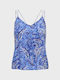 Only Women's Blouse Sleeveless with V Neckline Blue