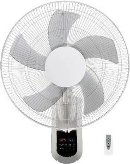 Fos me Ανεμιστήρας Τοίχου 60W Διαμέτρου 45.72cm με Τηλεχειριστήριο Λευκός