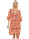 Pink Label Damen Mini Kleid Strand Orange