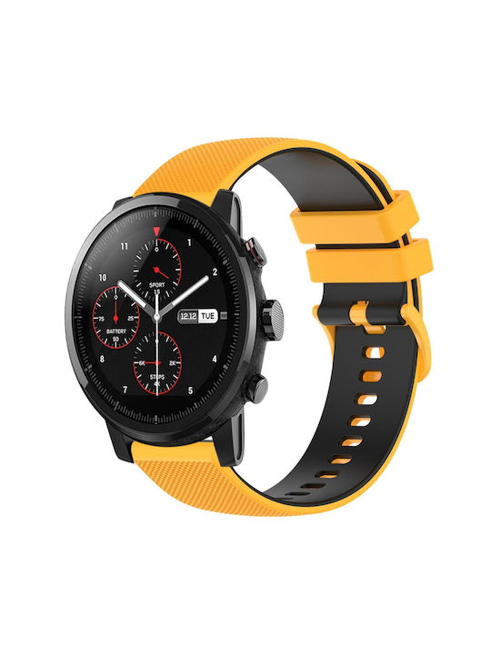 Amazfit Stratos 22mm Checkered Two color Silicone Watch Band Yellow black Skroutz.gr