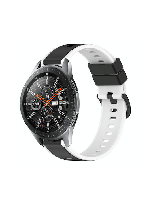 Samsung Galaxy Watch 46mm 22mm Two color Silicone Watch Band Black white Skroutz.gr