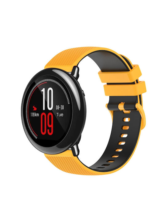 Amazfit Pace 22mm карирана двуцветна силиконова каишка за часовник жълто+черно