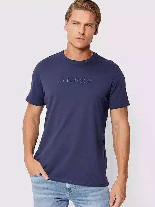 Guess T-shirt Bărbătesc cu Mânecă Scurtă dark blue