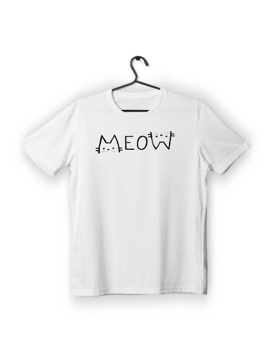 T-shirt Unisex White Σχέδιο Meow