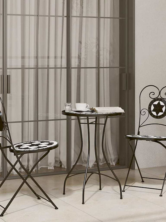 Scaun de exterior Metalic Black/white 2buc 38x4...