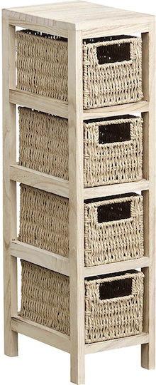 Eurocasa Floor Bathroom Shelf Wooden with 4 Shelves 17x24x66cm Beige