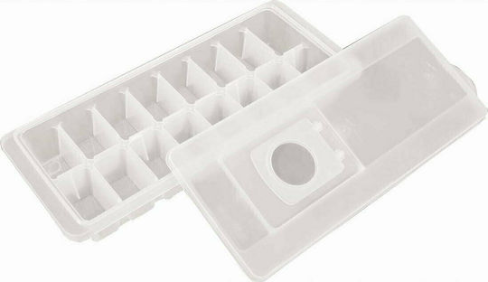 Sidirela Cub Tavă pentru cuburi de gheață Cubul din plastic 16 compartimente cu capac Alb E-0146
