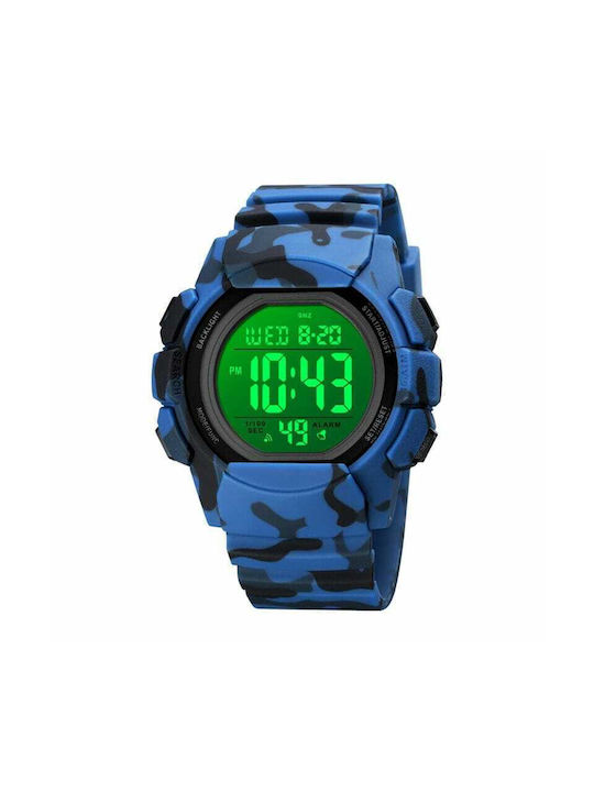 Skmei Digital Uhr Batterie mit Kautschukarmband Army Blue