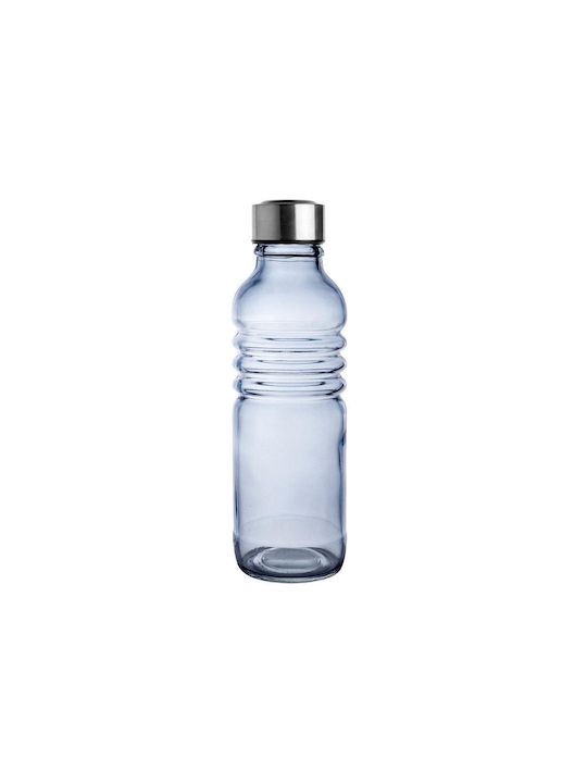 24home.gr Flasche Wasser Glas mit Schraubverschluss Blau 500ml