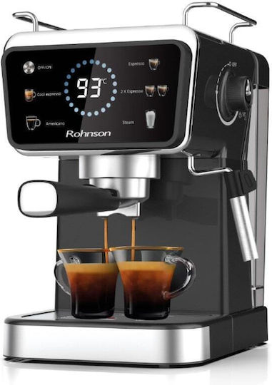 Rohnson Hot & Cold Μηχανή Espresso 1350W Πίεσης 20bar Μαύρη R-98015
