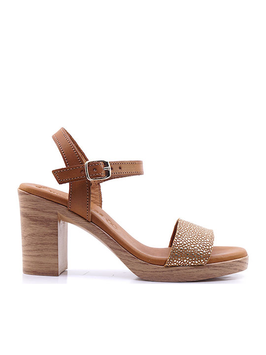 Eva Frutos Leder Sandalen Tabac Braun