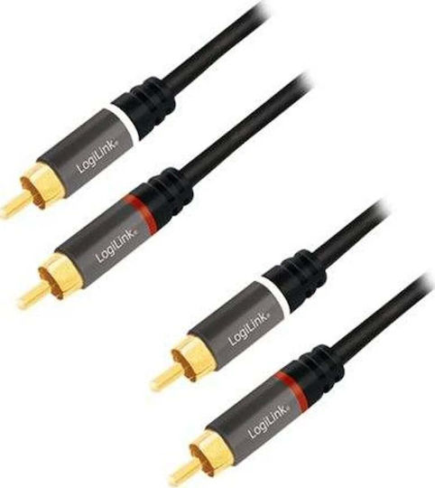 LogiLink Кабел 2x RCA мъжки - 2x RCA мъжки 1м CA1202