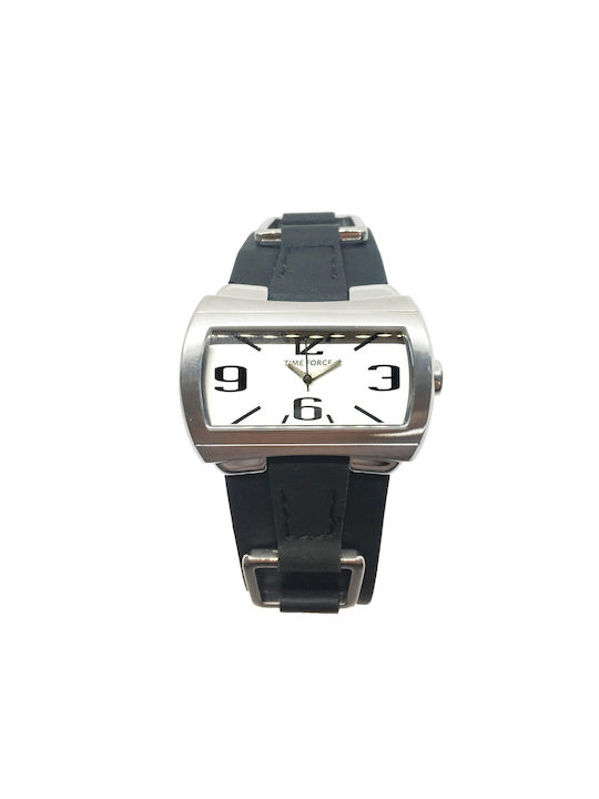 Time Force Watch with Black Leather Strap