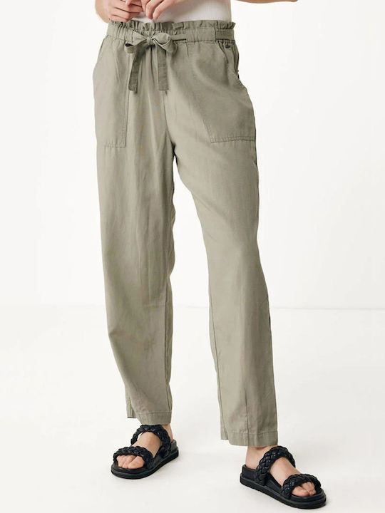 Mexx Women's Fabric Trousers Olive Green