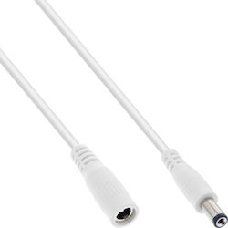 Inline Inline Dc Extension Cable Dc Male Female Plug 5.5x2.1 Mm Awg 18 White 0.5 M